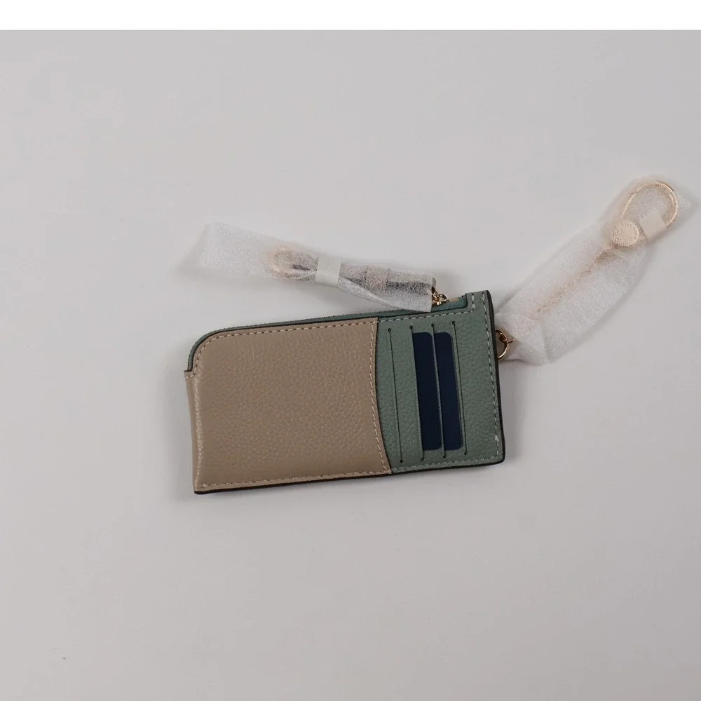 Cole Haan Card Case Wallet Sage Green Colorblock Leather NWT